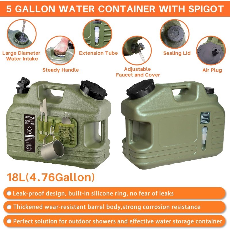 Portable Camping Shower with 5-Gallon Water Jug, Rechargeable IPX7 Waterproof