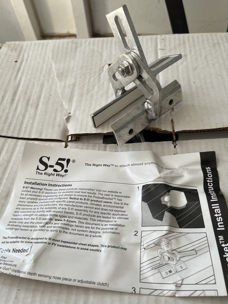 S-5! ProteaBracket Roof Clip Fits Trapezoidal Sheets Solar Panel Mount