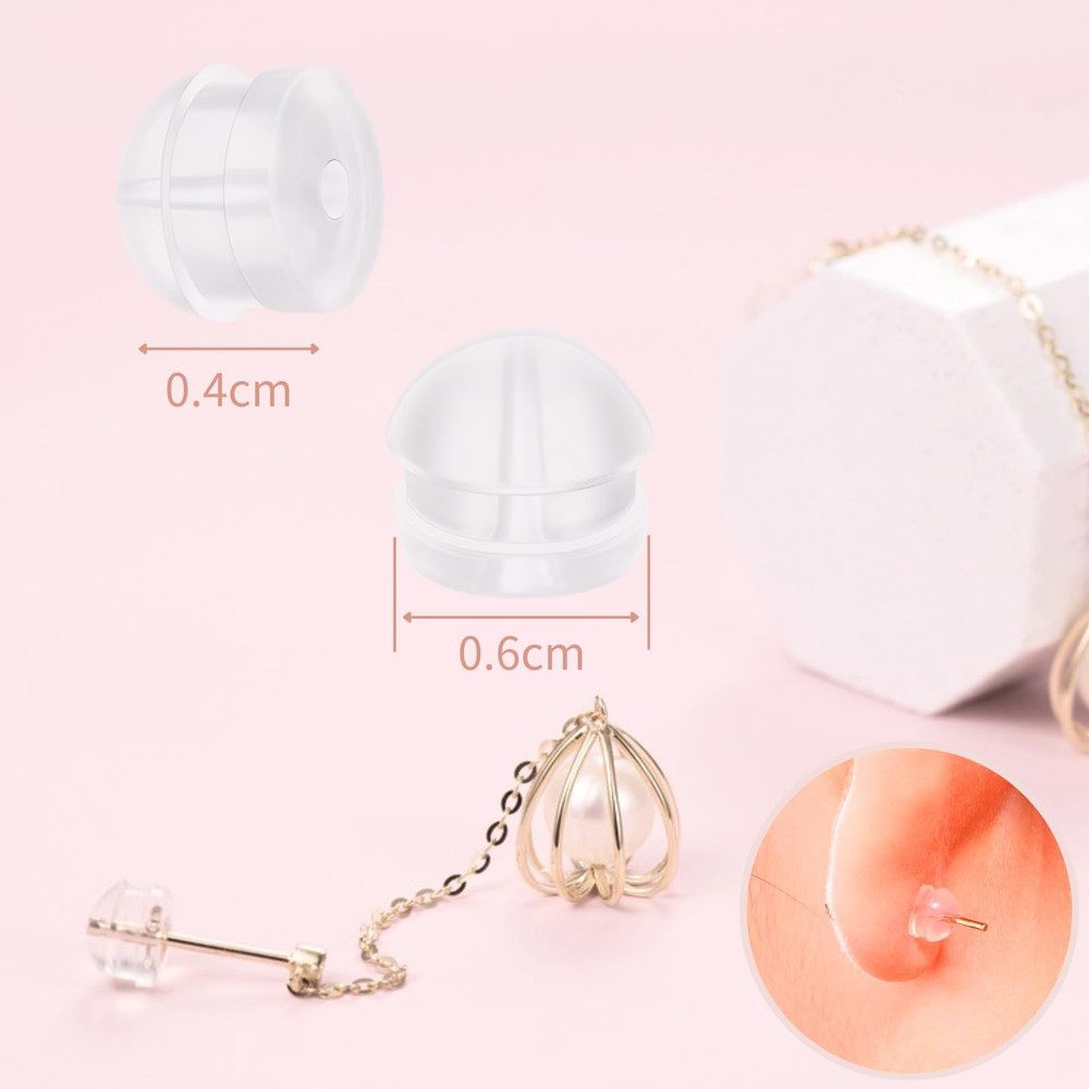 Silicone Earring Backs, Clear Earring Backings, 12PCS Soft Earring Stoppers, ...
