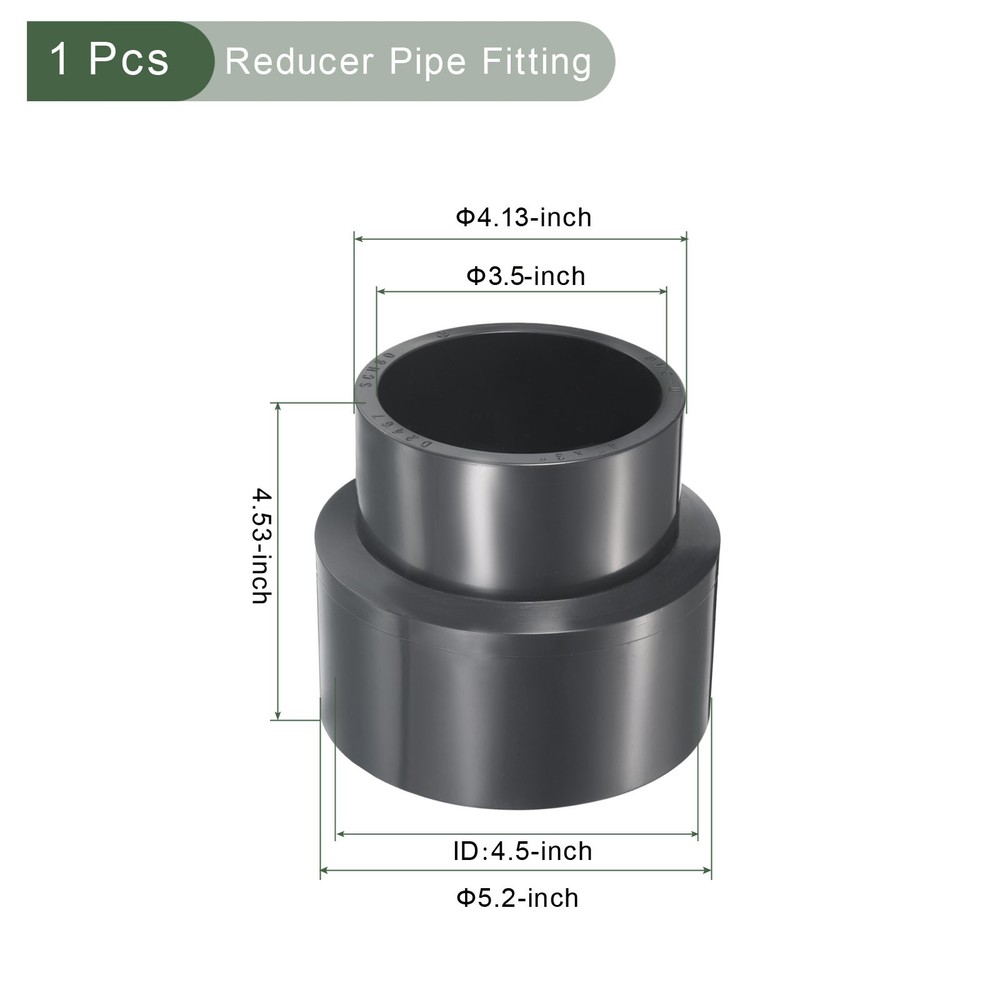 UPVC Reducer Fitting Great for Kitchen, Sink (Gray, 4" x 3")