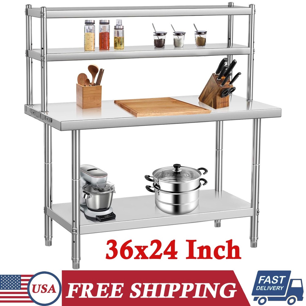 Stainless Steel Table 36"x24" Commercial Work Table w/ Shelf Kitchen Prep Table