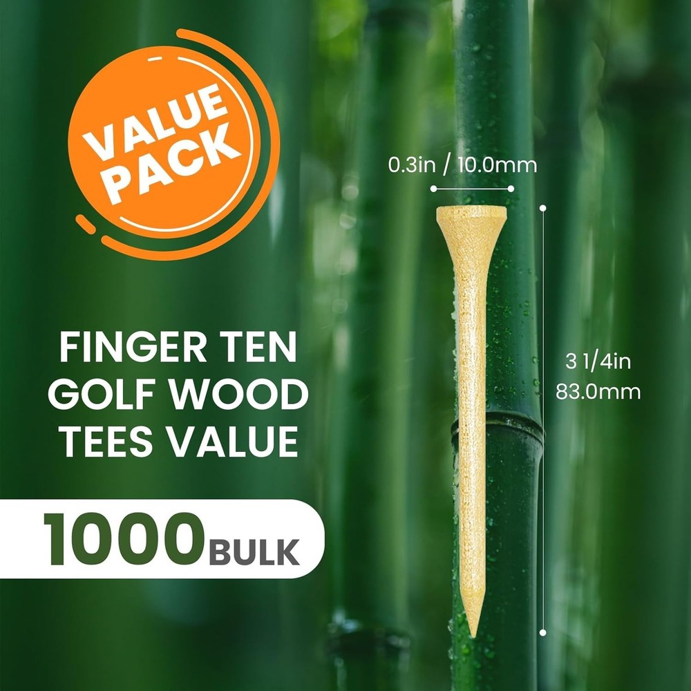 Eco-Friendly Bamboo Golf Tees - Available in Bulk 1000 Count for Performance