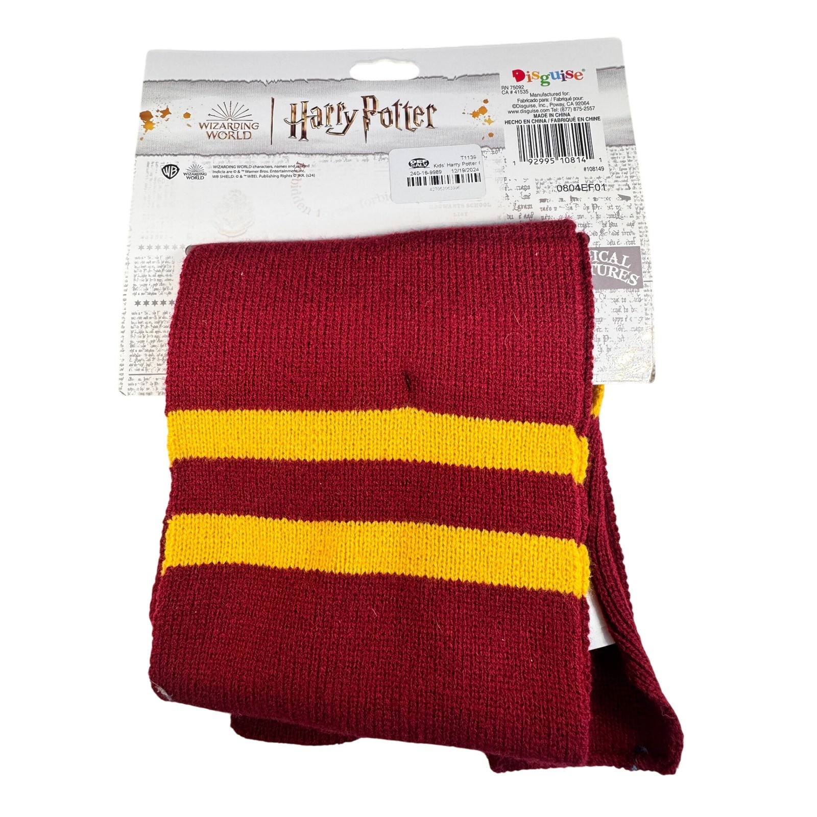 Harry Potter Gryffindor Scarf Wizarding World Disguise