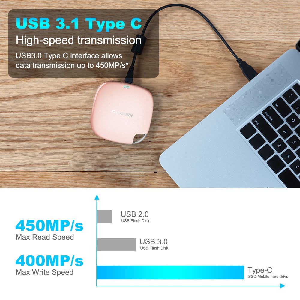 Hikvision Portable SSD 128GB External SSD Drive USB3.1 Type-C Solid State Disk