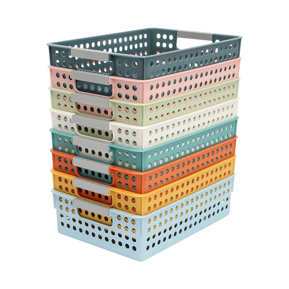 24 Pack Colorful Mesh Classroom Baskets, Stackable Storage Bin, Book Basket