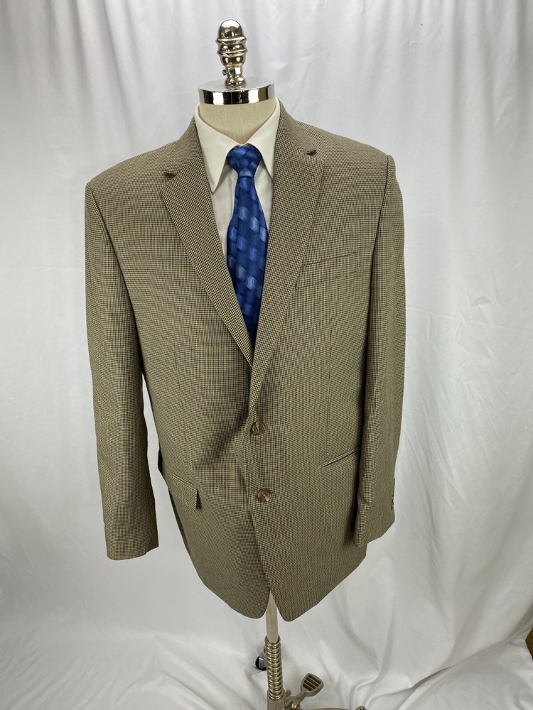 Chaps Men's Beige Houndstooth Blazer Jacket 44L