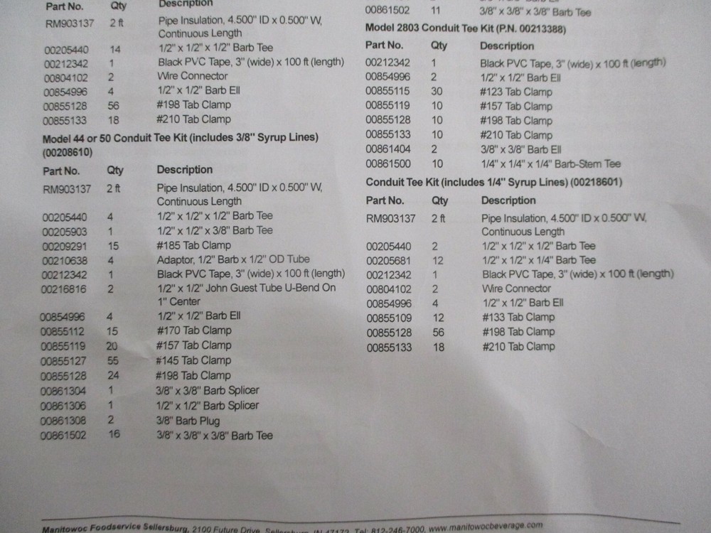 Manitowoc Multiplex Soft Drink Dispenser Conduit tools - Conduit Tee Kit