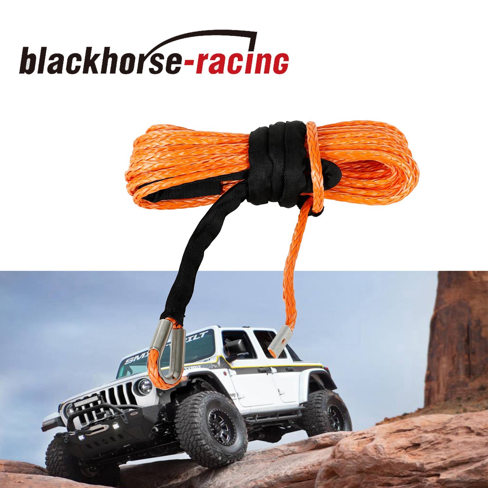 5/16" x 50' 20000 LB Capacity Synthetic Winch Rope Line Cable ATV UTV Orange