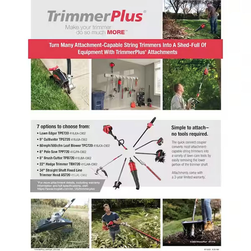 Universal 9" Garden Cultivator String Trimmer Attachment