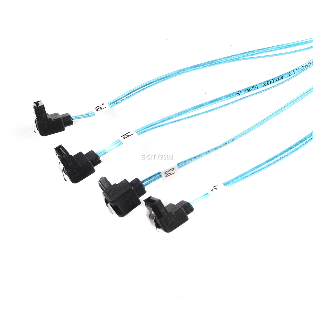 Angled 4 SATA Target Hard Disk 6Gbps to Internal Mini SAS SFF-8643 Host Cable 1M