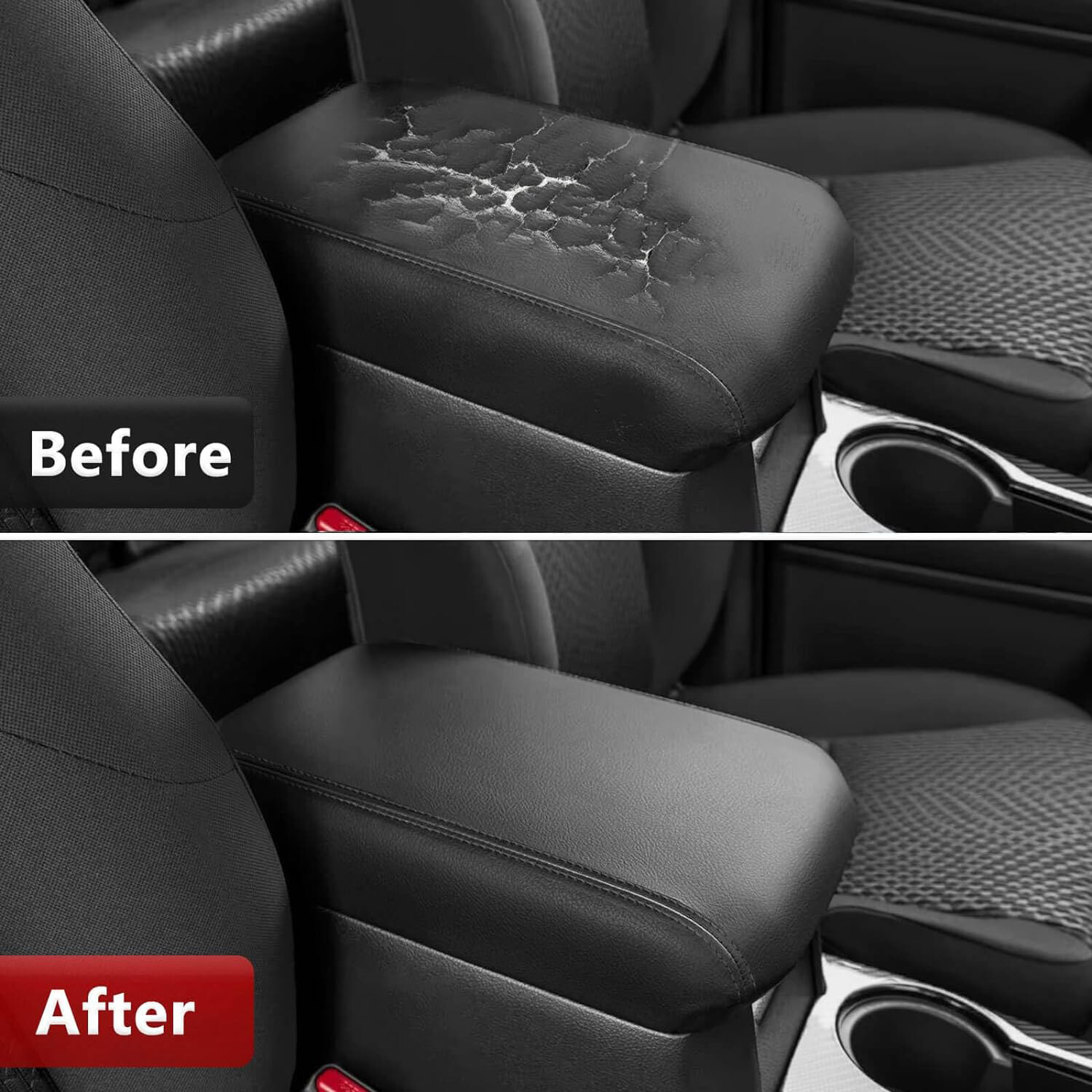 Fit 2010-2023 Toyota 4Runner Center Console Lid Armrest Leather Cover Trim Black