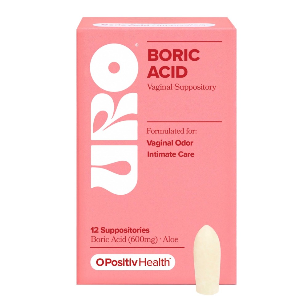 URO Boric Acid Vaginal FEATURING – Suppository Lactic Acid, and Aloe for Fast