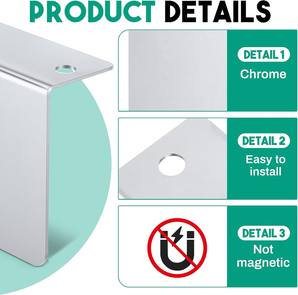 2 Pack Chrome L Bracket Universal 4" X 4" Flat Permit Panel Permit Sticker Holde