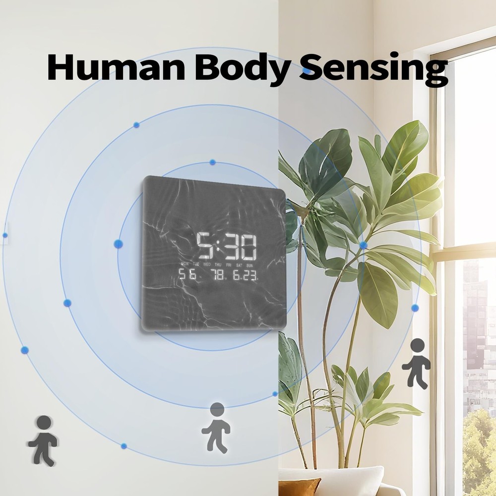 Electric Digital Wall Corner Clock with Temperature/Humidity//Time/Date Smart...