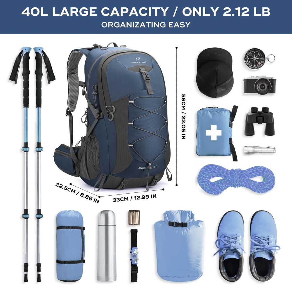Maelstrom Hiking Backpack,Camping Backpack,40L Waterproof Hiking Daypack with...