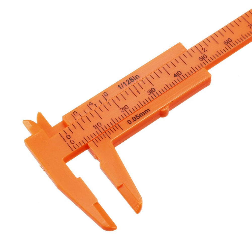 Caliper 80mm 3" Metric Double Scale Plastic Ruler Measuring Tool