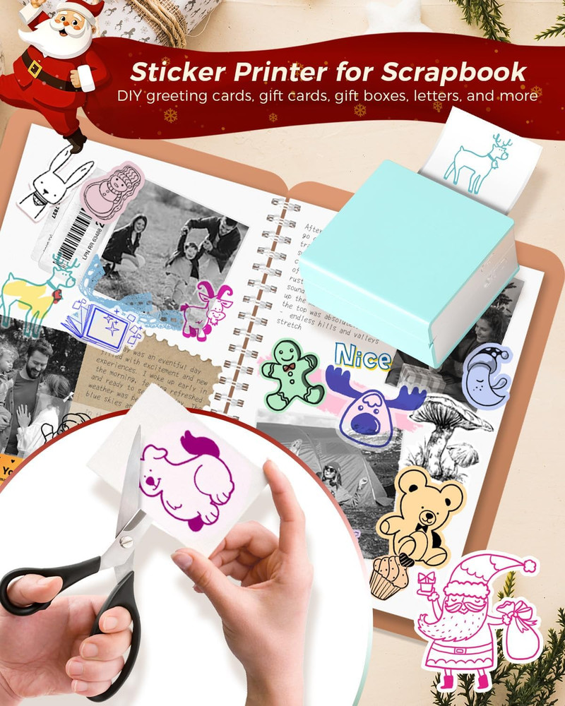 Memoking Print Pods Mini Printer - M02 Portable Gift Sticker Printer, Bluetooth