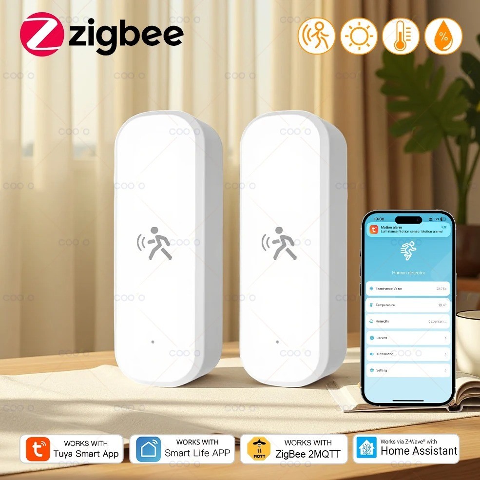 Tuya Zigbee Motion Sensor 10G Mmwave Radar Smart Human Body Sensor with Illumina
