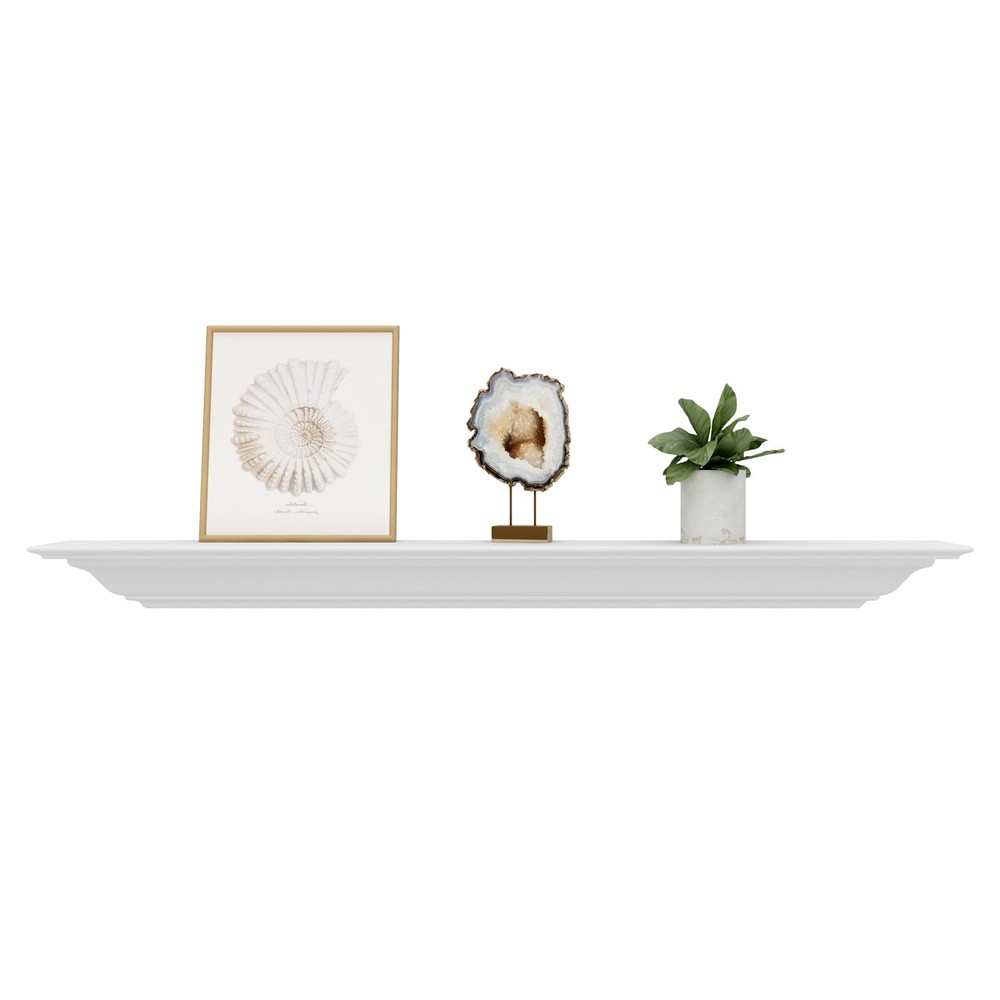 Solid Wood White Floating Shelves Wall Mounted, Molding Floating Wall Display...