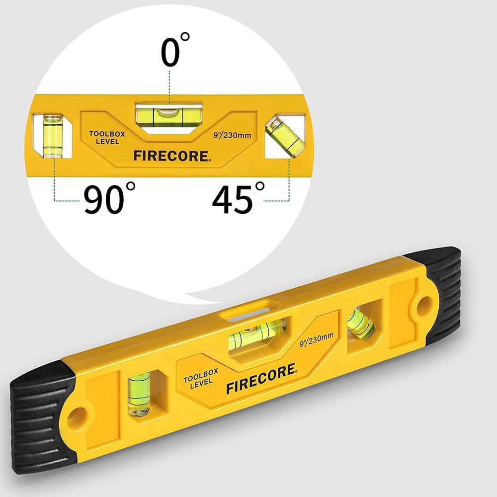Firecore 2pcs Magnetic Torpedo Level, 9-Inch Shockproof Toolbox Level Orange