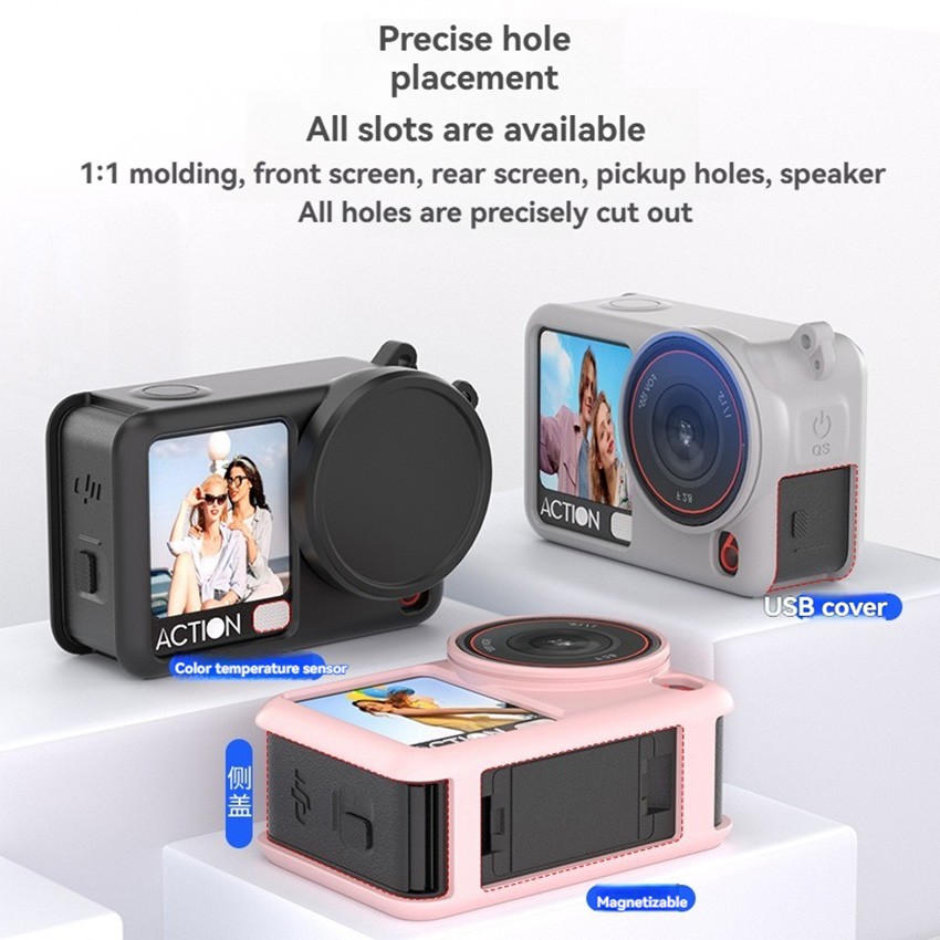 Action Camera Silicone Protective Cover Lens Protective Cap for DJI Action 6