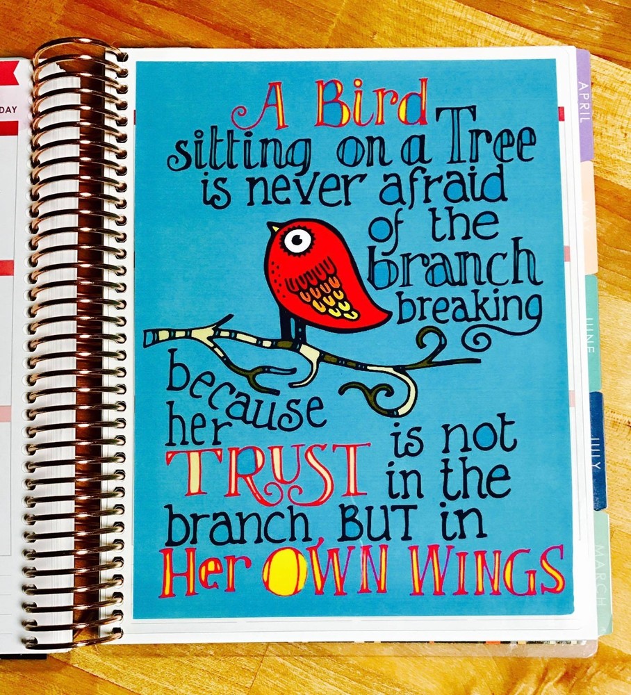 Bird Trust Quote Two Sided Dashboard Insert for use with Erin Condren Planner~