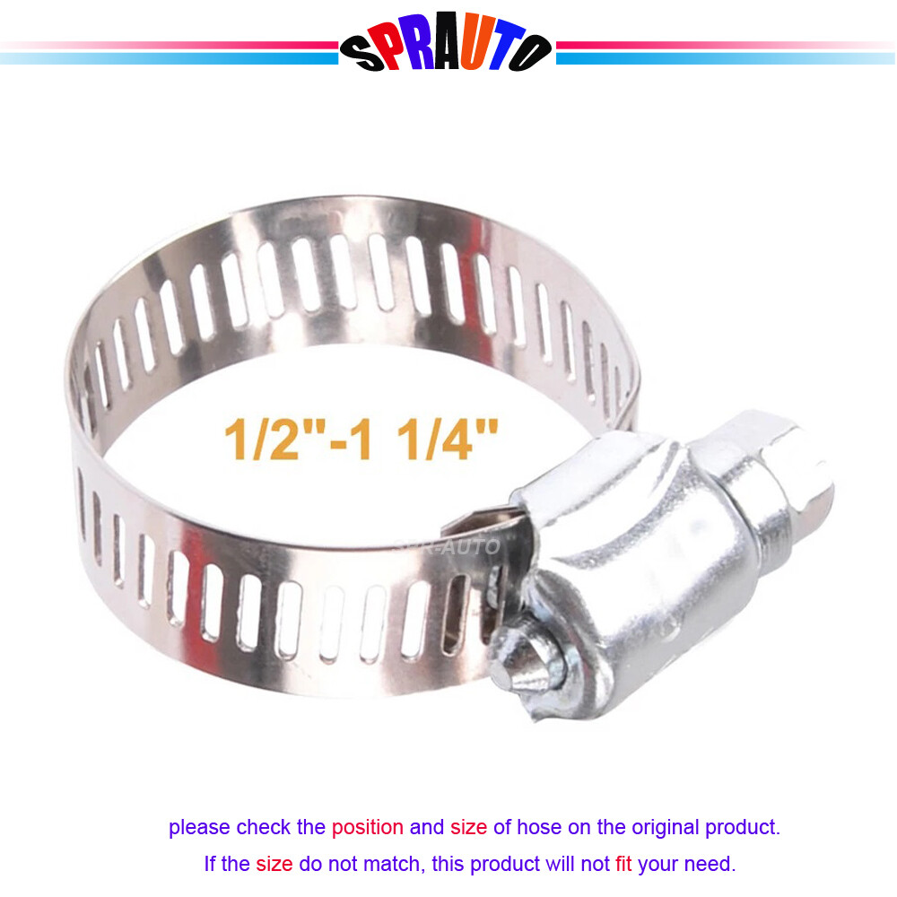 Hose Clamp Adjustable Size 1/2"-1 1/4" 304 Stainless Steel For Auto Hose etc