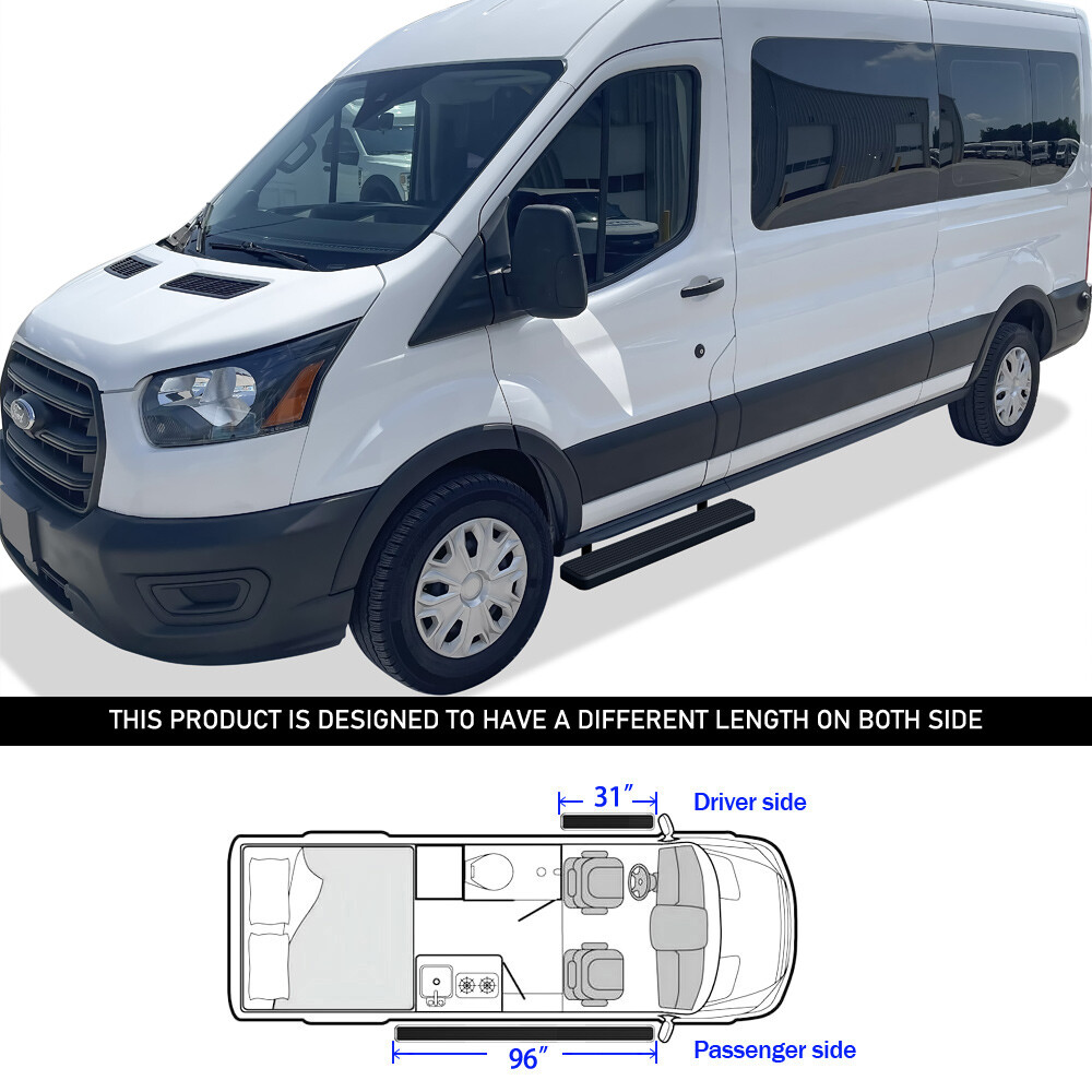 iBoard Stainless Steel 6in Running Boards Fit 15-23 Ford Transit Full Size Van