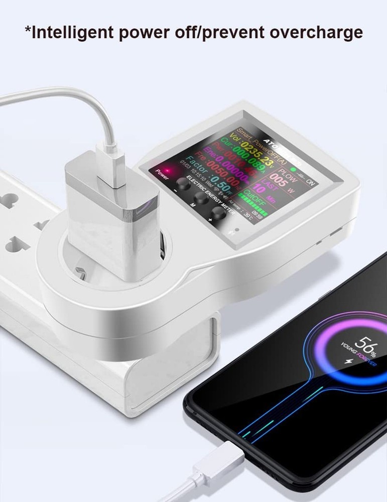 AC WiFi Watt Meter, Plug-in US Socket Power Meter, Electricity bill statistic...