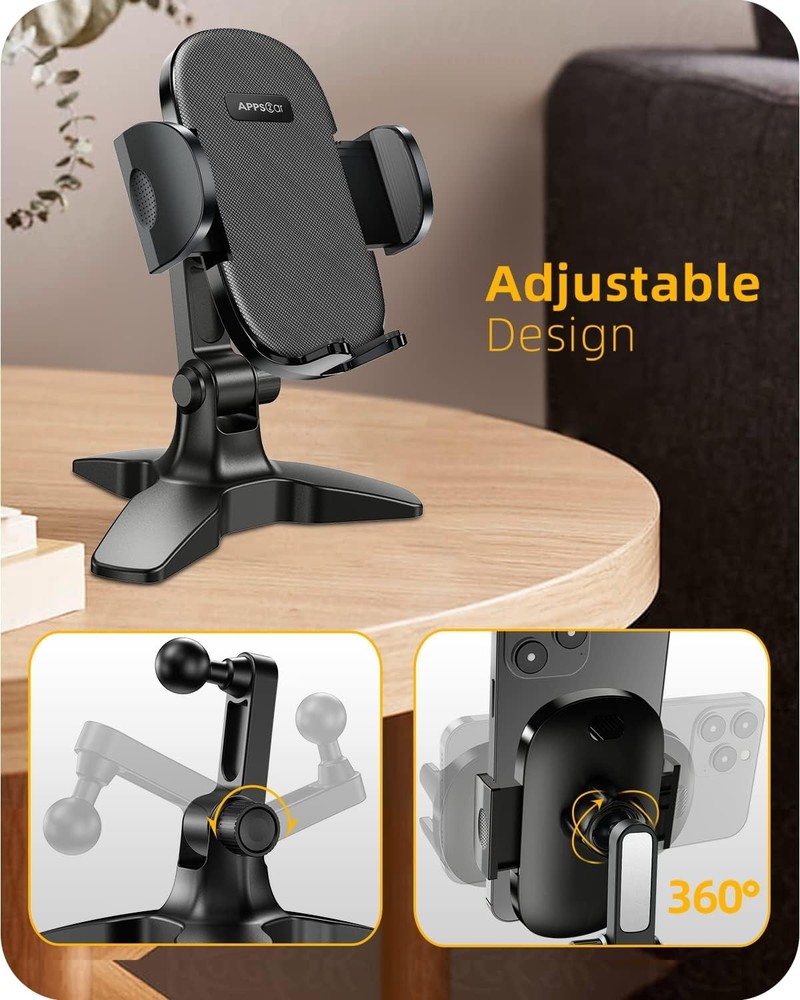 APPS2Car Cell Phone Stand for Desk Adjustable Desktop Thick Black