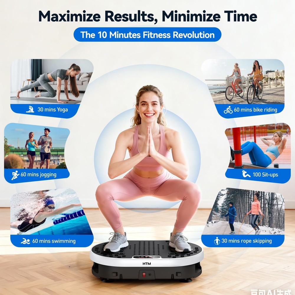 Vibration Plate Exercise Machine with 120 Speed Levels, 9 Program Modes and R...