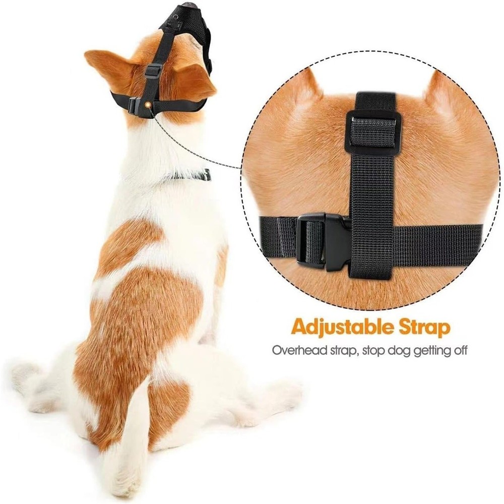Adjustable Dog Muzzle Breathable Soft Humane Secure Fit Black NEW