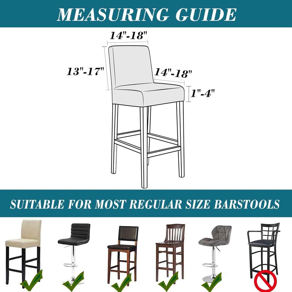 Bar Stool Covers,4 Pack Stretch Waterproof PU Bar Stool Covers with Backs Bar...