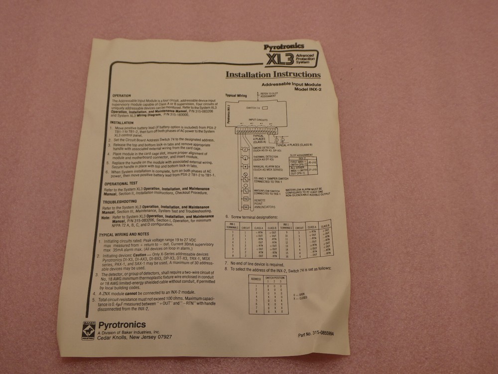PYROTRONICS, 580-185473-1, INX-2, PCB, CIRCUIT BOARD