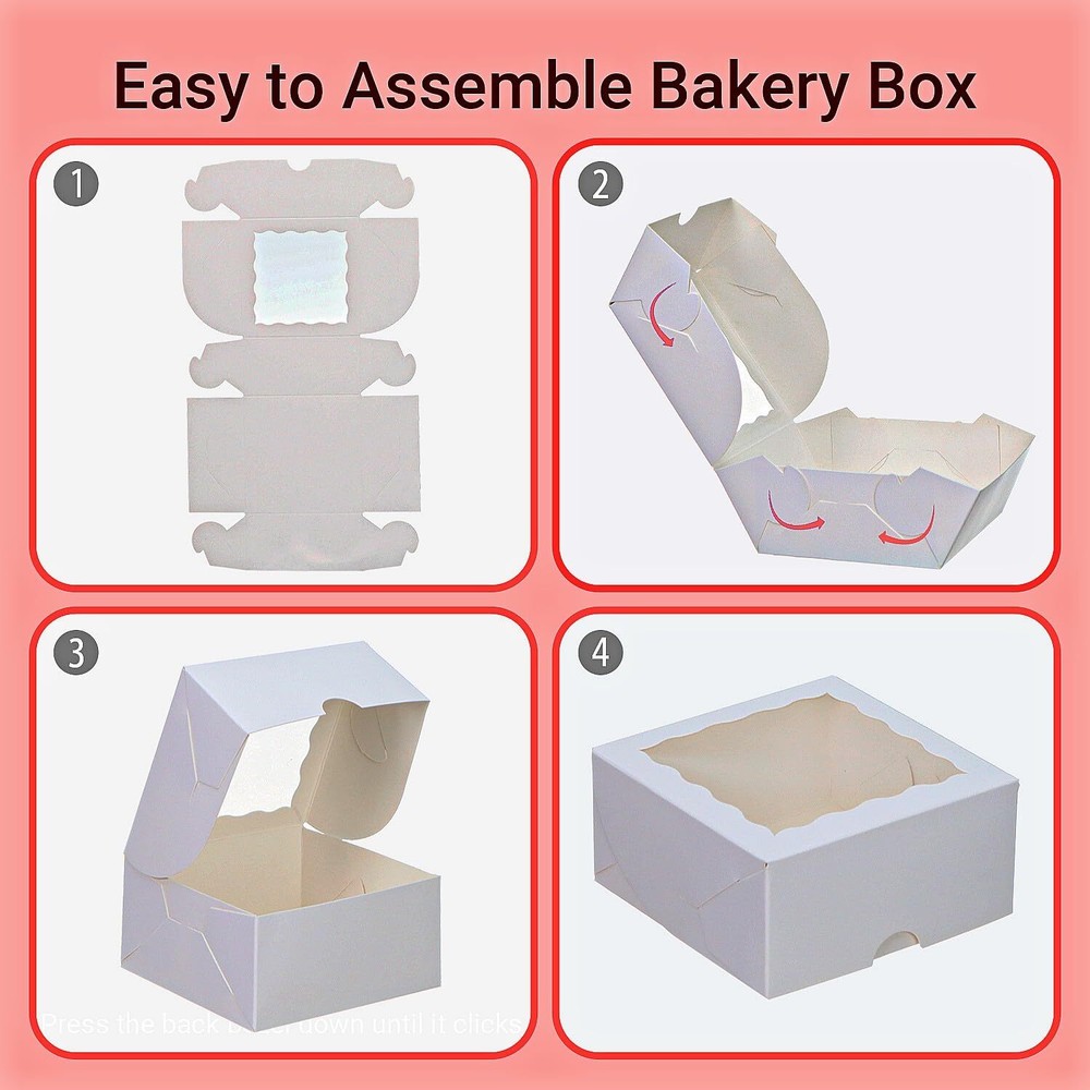 100Pack 4x4x2 Inch White Simple Elegant Bakery Boxes