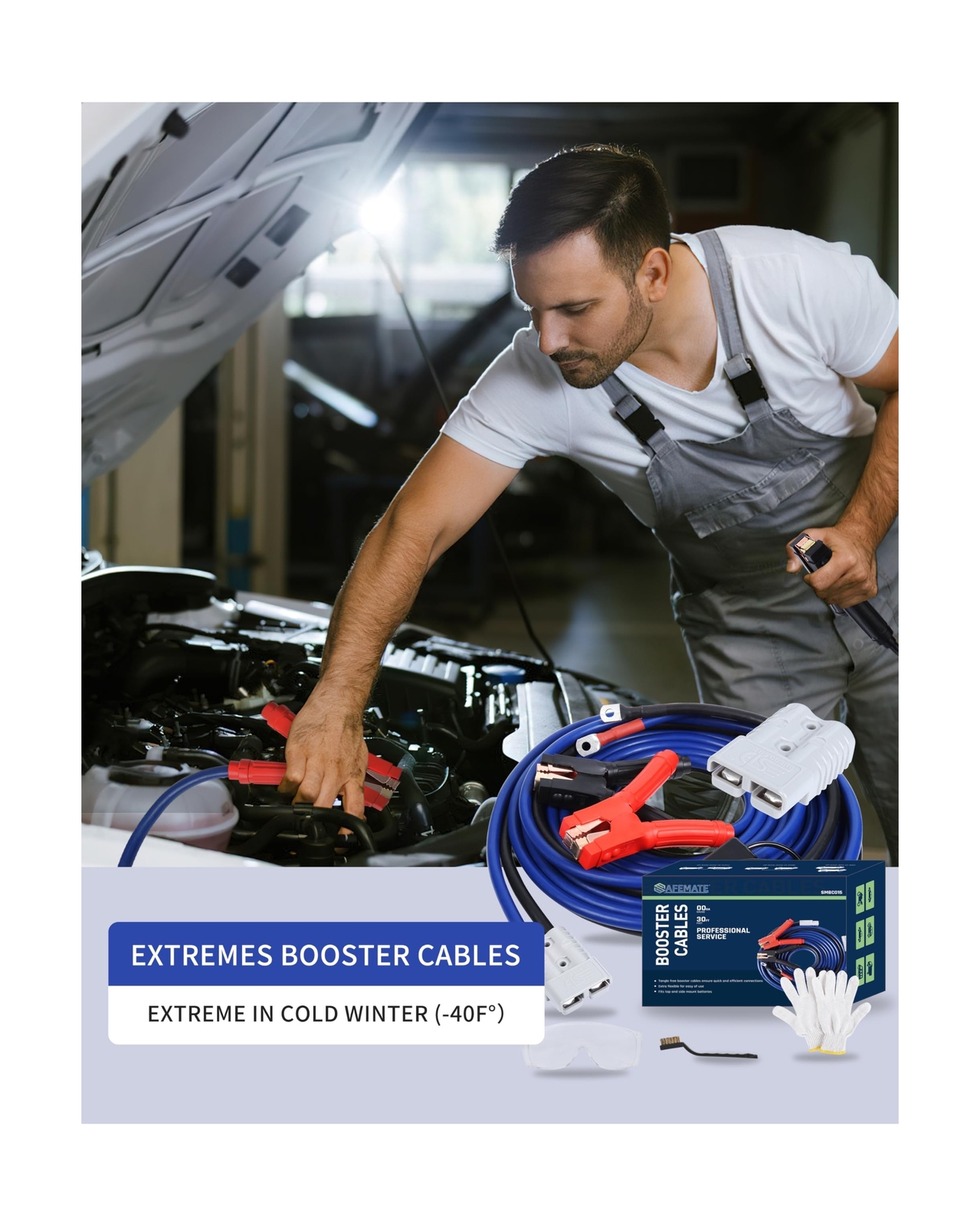 00 Gauge 30 FT Heavy Duty Jumper Cables - 1500Amp Booster Jumper Cable for Ca...