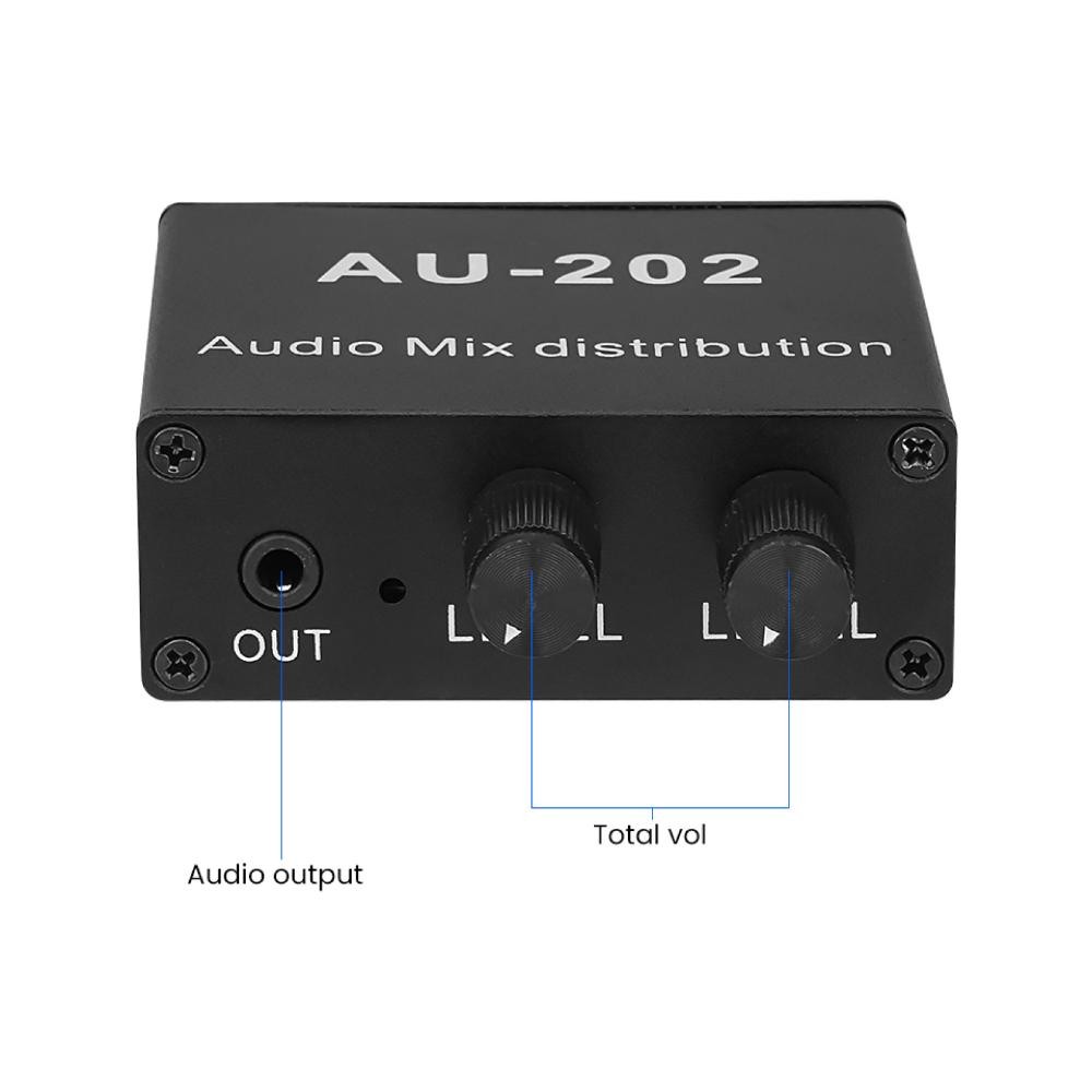 DC5-19V 2 Inputs 2 Outputs Stereo Audio Mixer Distributor for Headphones