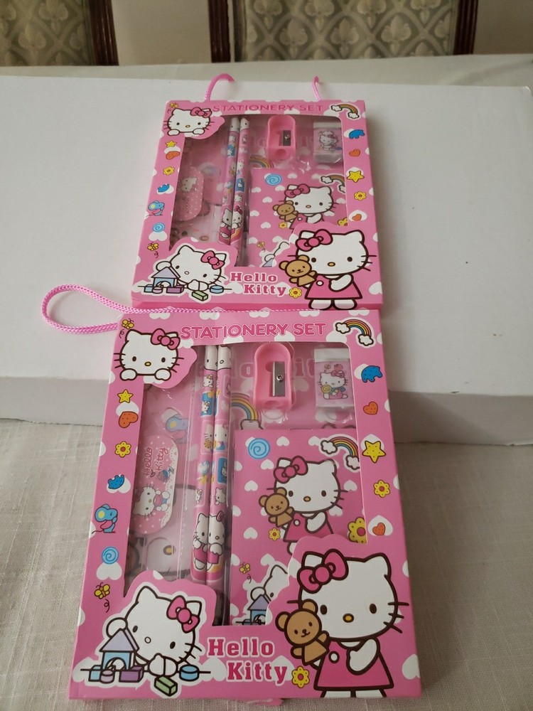 2 Hello Kitty Gift Sets School Supplies Ruler Pencil Sharpener NotePad Notebook