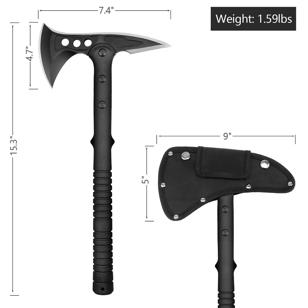 Camping Axe, Survival Throwing Hatchet with Sheath, Tactical Tomahawk with Sp...