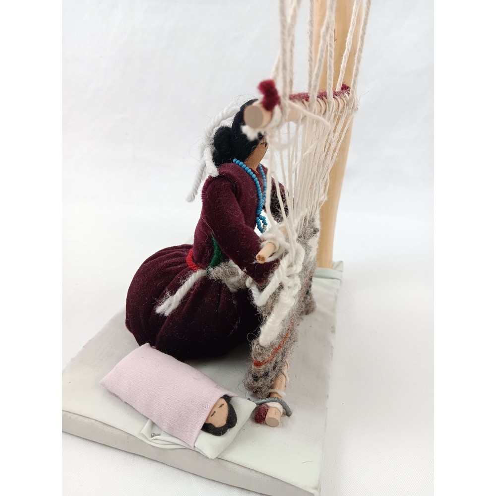 Native American Inspired Doll Weaving Scene Loom