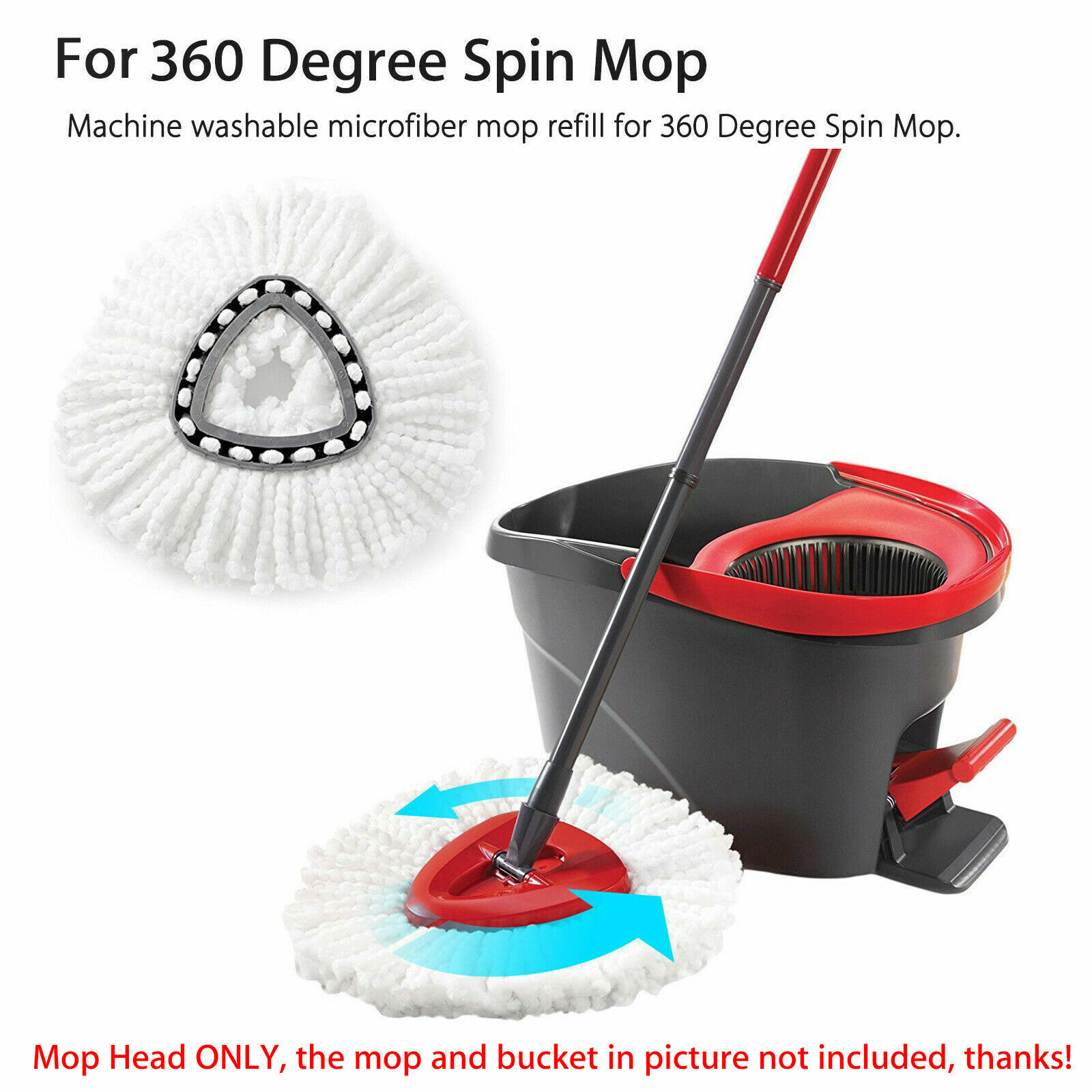 15x Replacement Microfiber Mop HEAD For O-Cedar Spin Mop Easy Clean Wring Refill