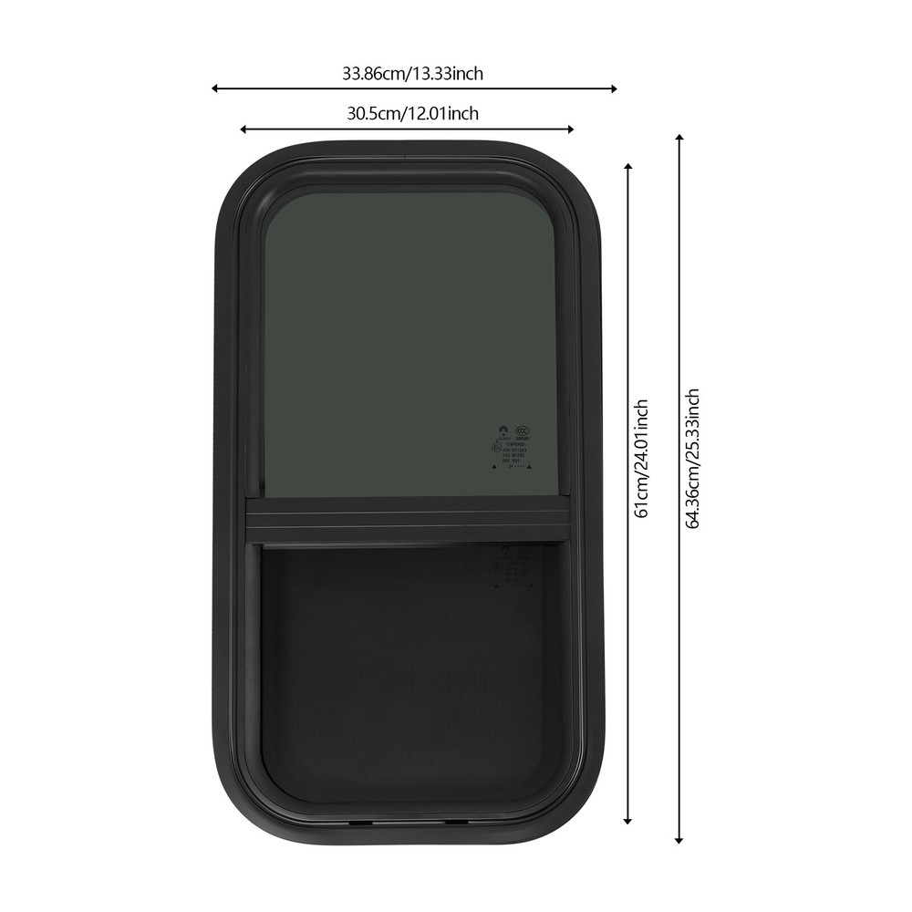 Vertical RV Window Set - 2 Durable Tempered Glass Sliding Windows
