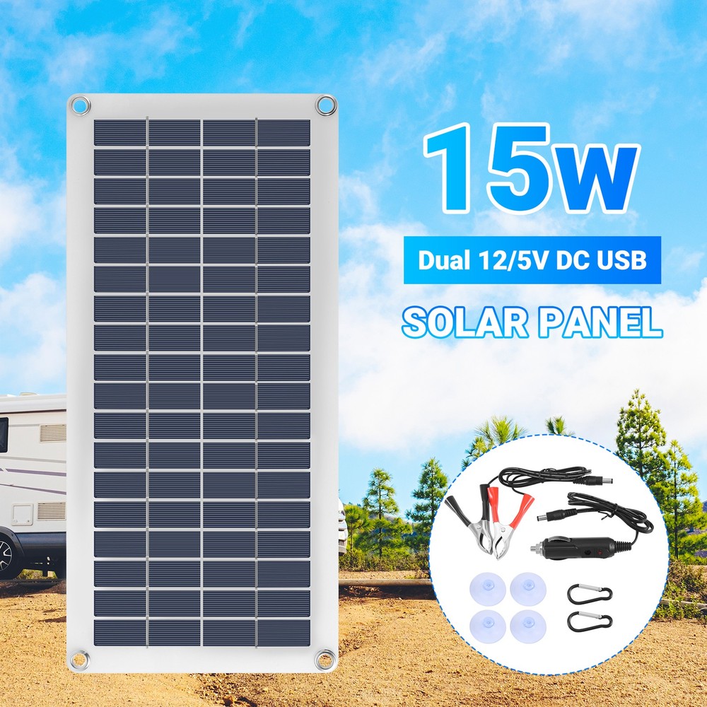 15W Solar Panel 12-18V Solar Cell Solar Panel for Phone RV Car MP3 PAD 3772