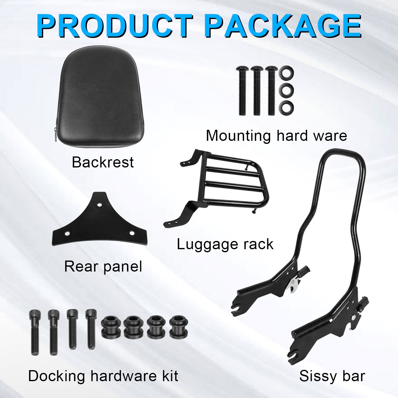 Sissy Bar Upright Passenger Backrest For Harley Softail FLDE FLHC 2018-25 Black