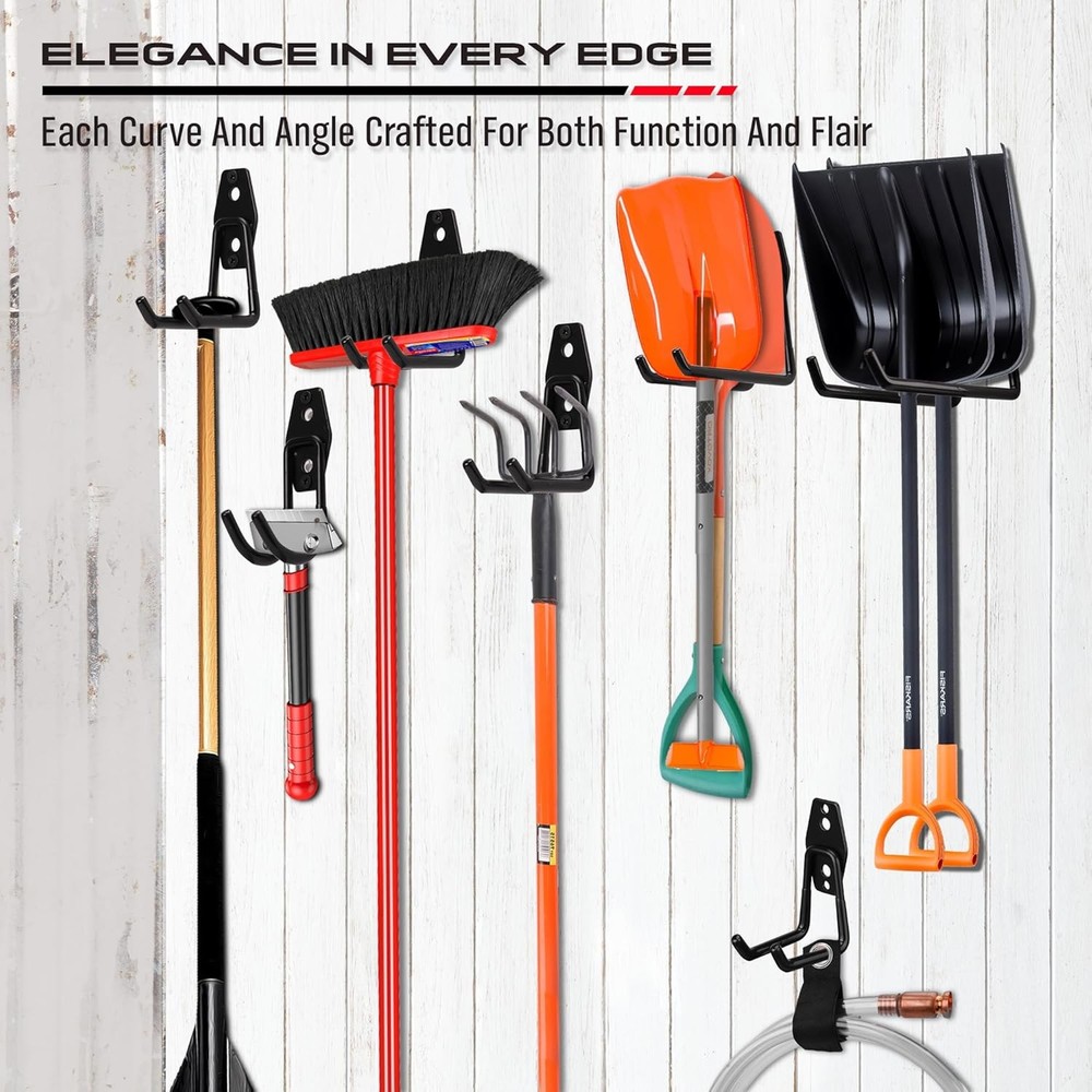 Garage Tool Storage Wall Hook Assortment Set: 15PCS Heavy Duty Large Black