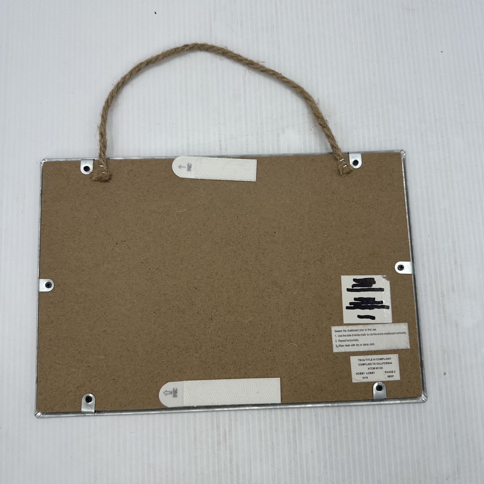 12”x8” Chalk Board with Galvanized Metal Frame With Rope Rectangle {1}