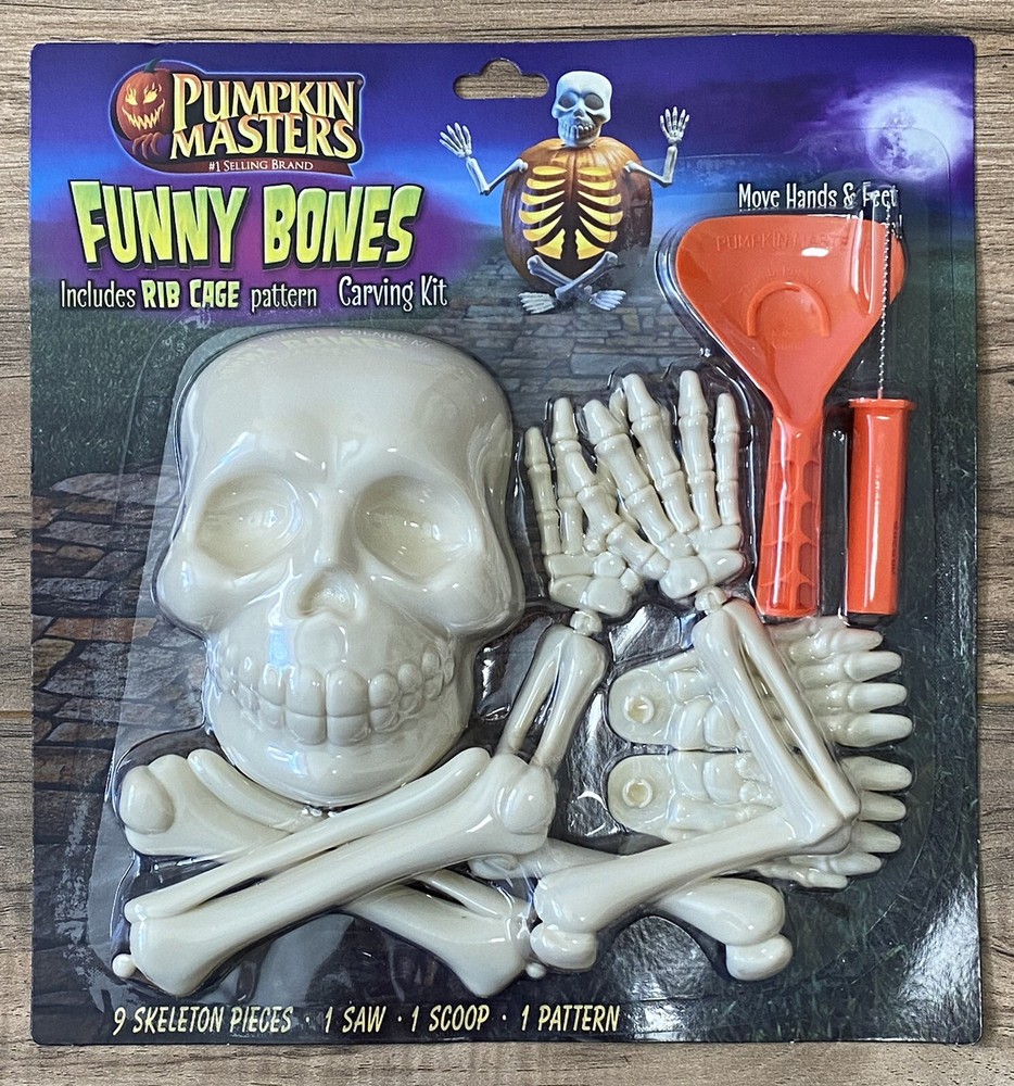 Skeleton Pumpkin Masters Funny Bones Rib Cage Pattern 9 Pc Halloween Carving Kit