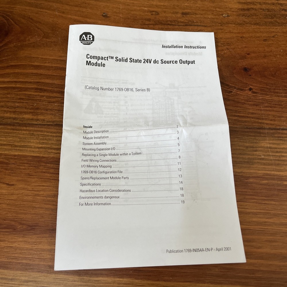 Allen Bradley 1769-IN054A-EN-P Compact Output Module Installation Instructions