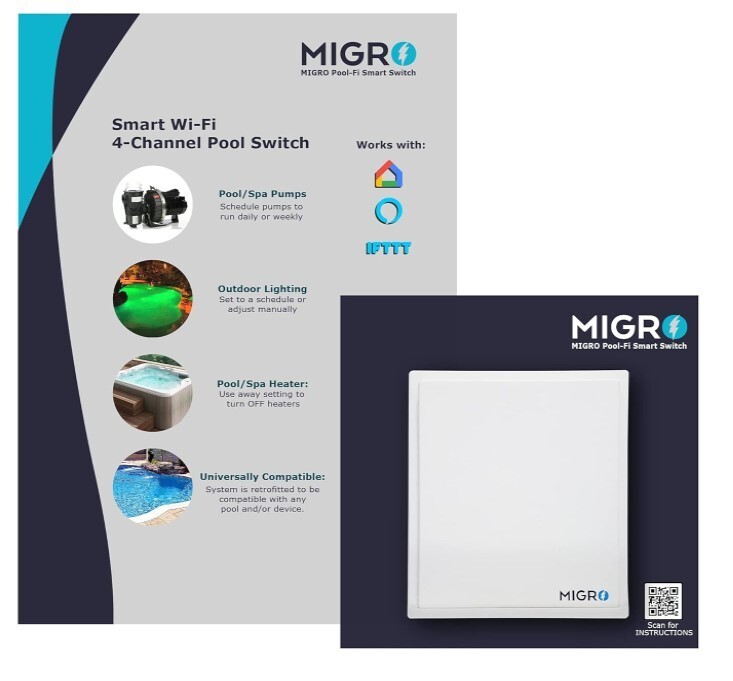 Migro WiFi Pool Control, Pump,Water Heater,Lights,Timer,Smartphone access,Alexa