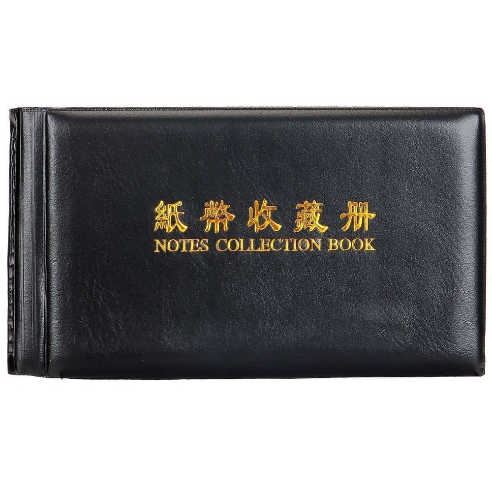 60pcs Paper Money Currency Banknote Collection Album Pocket Book Storage Black